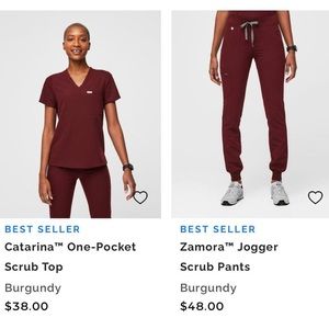 Figs Burgundy Scrub Top and Joggers
